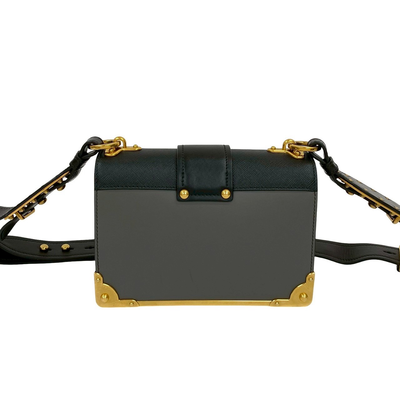 カイエ ロゴ 金具ショルダーバッグ レザー グレー 40276