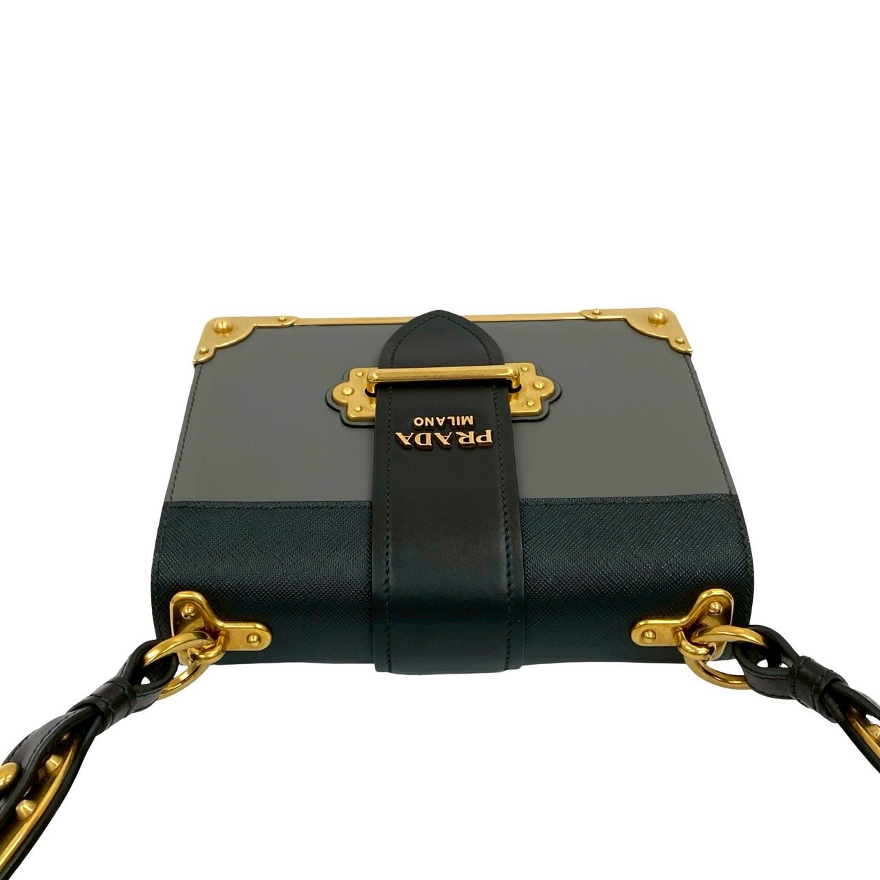 カイエ ロゴ 金具ショルダーバッグ レザー グレー 40276