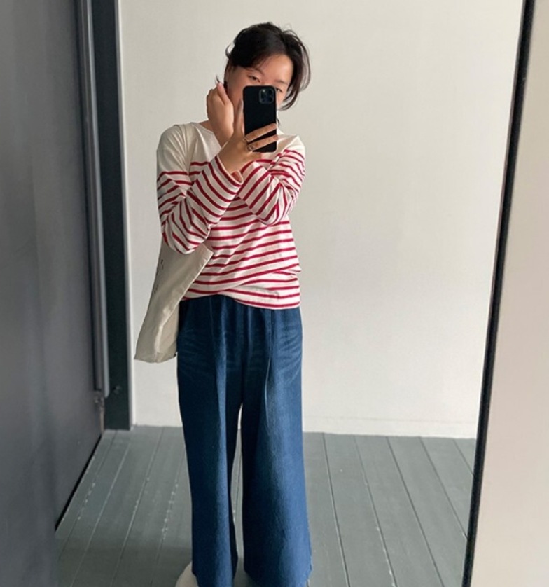 レディース パンツ ボトムス Gパン ワイドパンツ ロング ワイド 裾ワイド ポケット ウェストゴム デニム ブルーデニム 中厚手 かわいい 大人可愛い シンプル カジュアル おしゃれ かっこいい