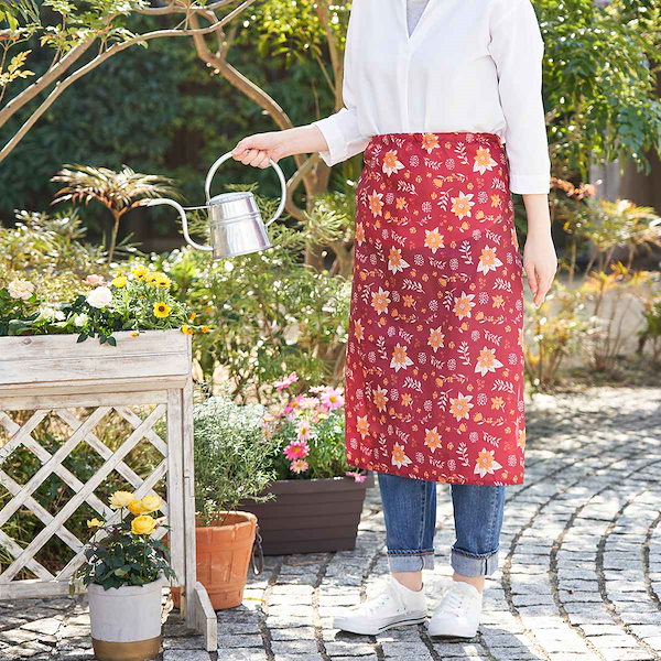 Qoo10] エプロン 花柄 らくらくワンタッチエプロ