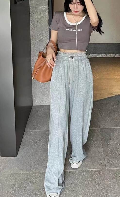 ボトムス パンツ スウェット 部屋着 ジョガーパンツ ストレートパンツ ロング丈 ストレート ハイウエスト ウエストゴム 伸縮性 大人可愛い きれいめ シンプル カジュアル 大人 上品 おしゃれ 無地