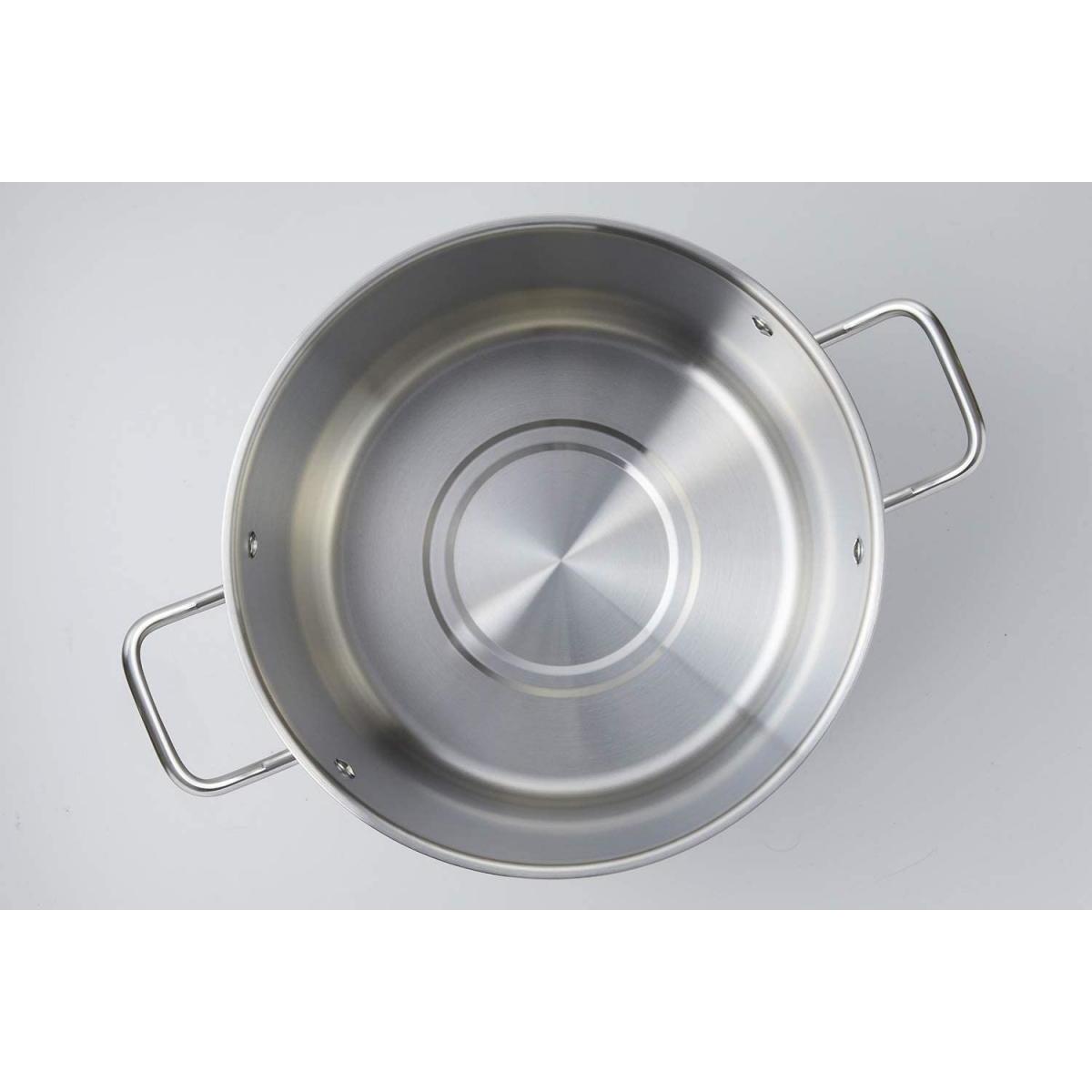 ベストコ エコーズ 軽くて見える 寸胴 ステンレス ストックポット 鍋 26cm ND-6347 両手鍋 ガラス蓋付 IH対応 オール熱源 軽量