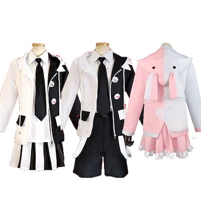 コスプレ変装仮装衣装 ダンガンロンパ 白黒クマ 二次元 ピンク白ウサギロリータ モノミ メイド服