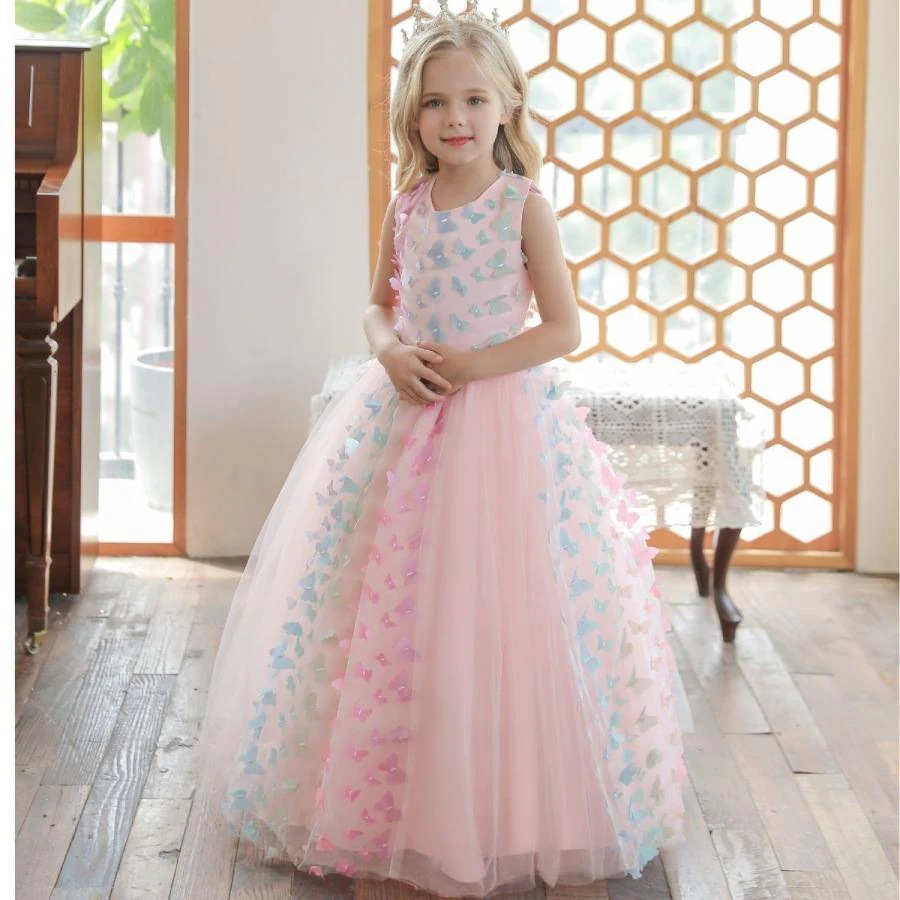 水色 パーティドレス ホワイト プリンセス ガールズ 子供ドレス 高級 ドレス フォーマル 紫 パープル ピンク 結婚式 発表会 ロング 【Primepic】【急速出荷】子供ドレス