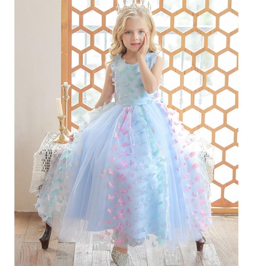 水色 パーティドレス ホワイト プリンセス ガールズ 子供ドレス 高級 ドレス フォーマル 紫 パープル ピンク 結婚式 発表会 ロング 【Primepic】【急速出荷】子供ドレス
