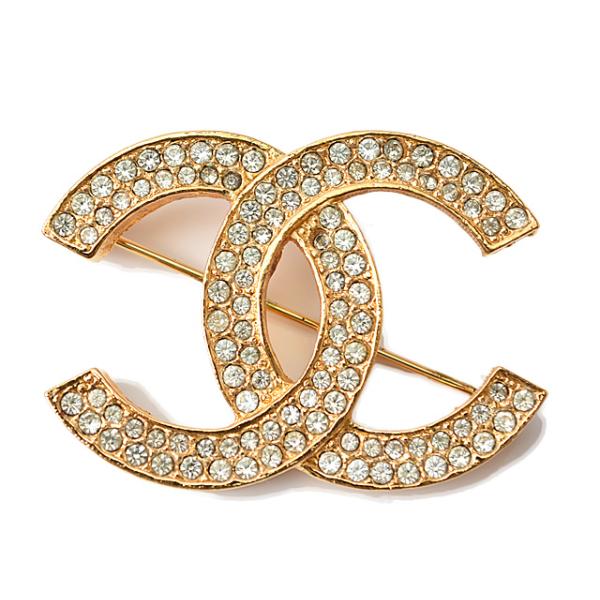 ブローチ CHANEL ピンブローチ ココマーク/ラインストーン ゴールド ブローチ CHANEL ピンブローチ ココマーク/ラインストーン ゴールド