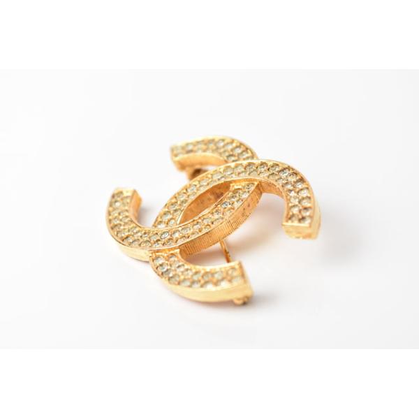 ブローチ CHANEL ピンブローチ ココマーク/ラインストーン ゴールド ブローチ CHANEL ピンブローチ ココマーク/ラインストーン ゴールド