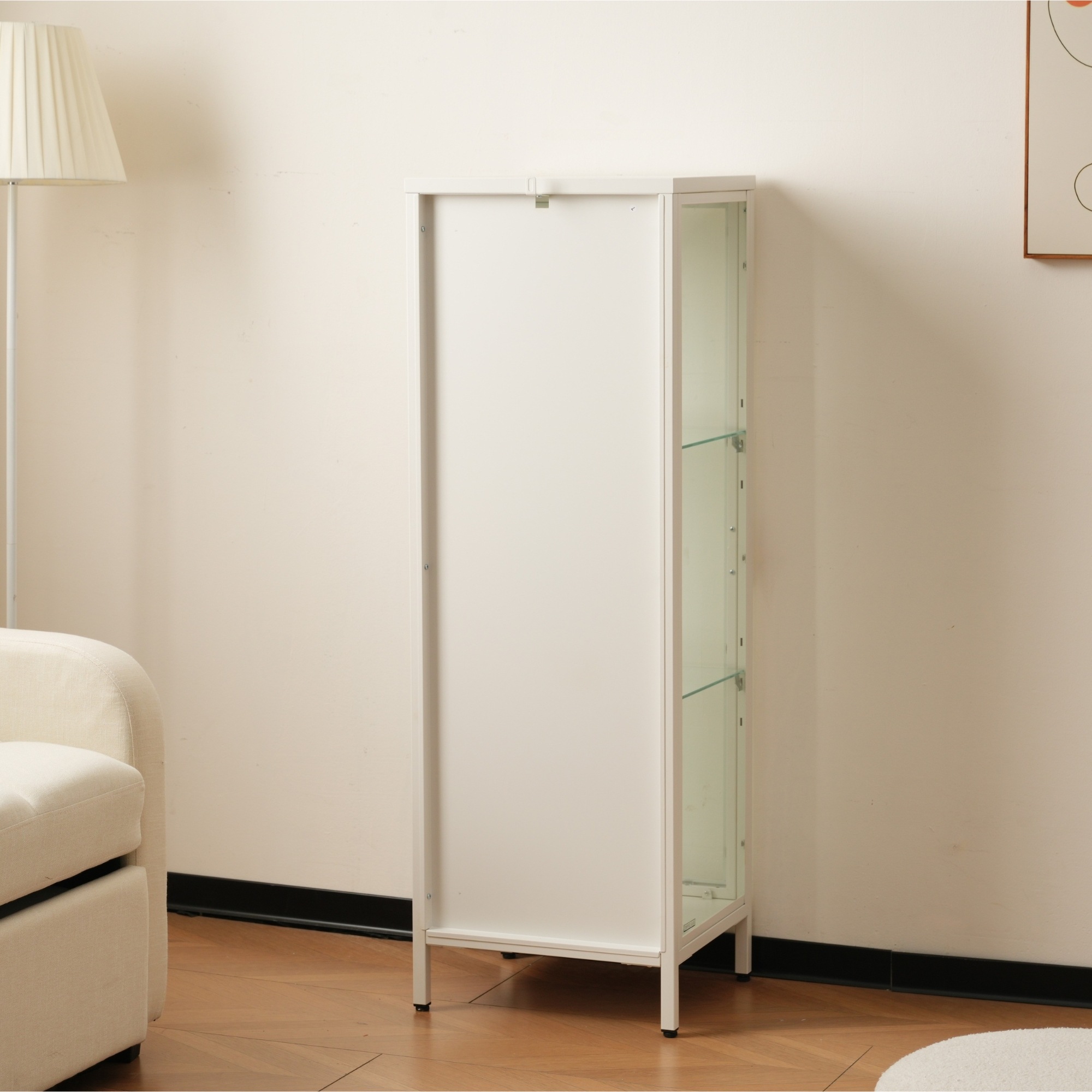 【国内発送,送.料無料】A135コレクションケース コレクションシェルフ ガラスディスプレイキャビネット おしゃれ 棚高さ調節可能 強化ガラス サイズ：幅40*奥行35*高さ120CM ホワイト