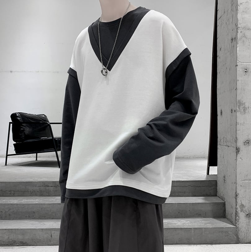トップス 上着 人気 おすすめ おしゃれ お洒落 激安 安い プチプラ ロンT ロンティー 長袖Tシャツ Tシャツ ティーシャツ ラウンドネック 丸首 コットン 綿 ポリエステル レイヤード