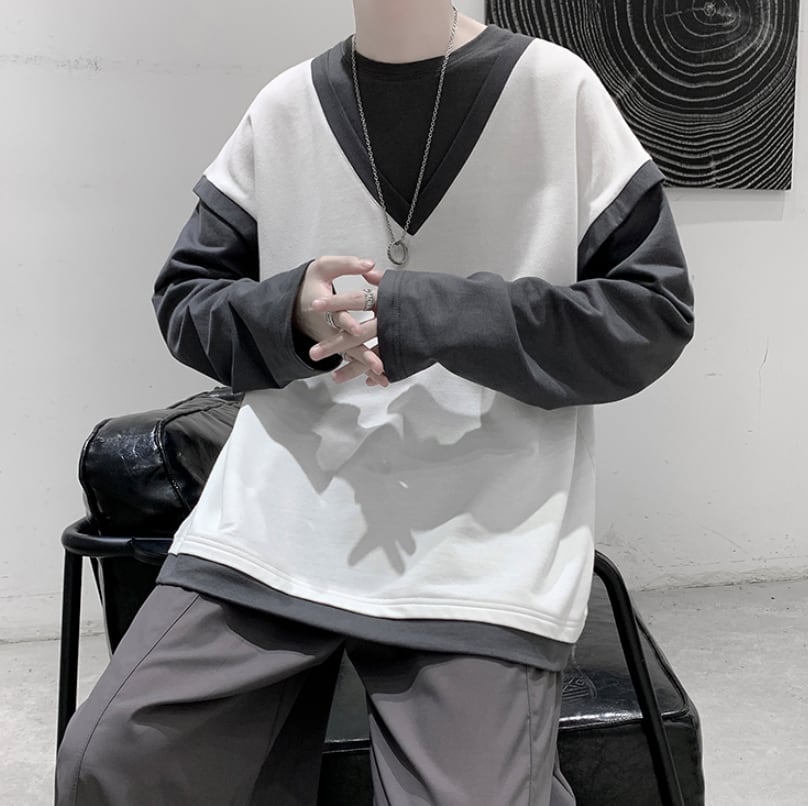 トップス 上着 人気 おすすめ おしゃれ お洒落 激安 安い プチプラ ロンT ロンティー 長袖Tシャツ Tシャツ ティーシャツ ラウンドネック 丸首 コットン 綿 ポリエステル レイヤード