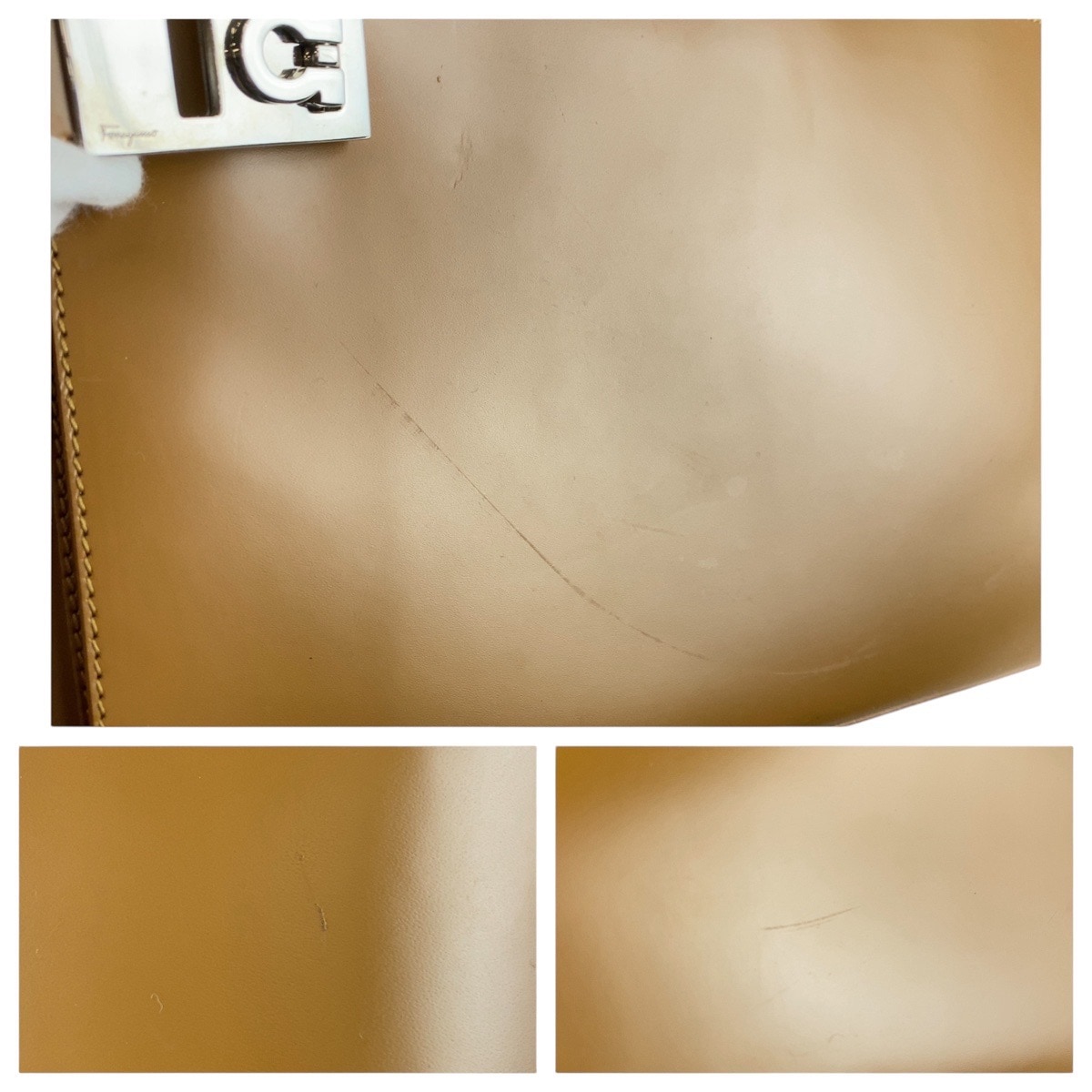 美品 ガンチーニ ライトブラウン キャメル シルバー金具 レザー トートバッグ ショルダーバッグ レディース 410064