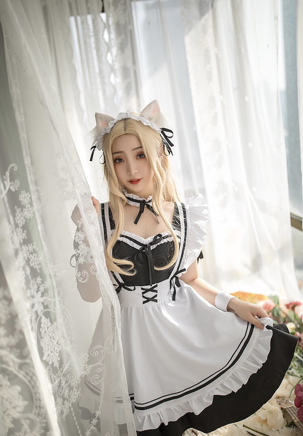 メイド服 コスプレLolita セクシー コスチューム 胸空き かわいい 仮装 ドレス エプロン ラ