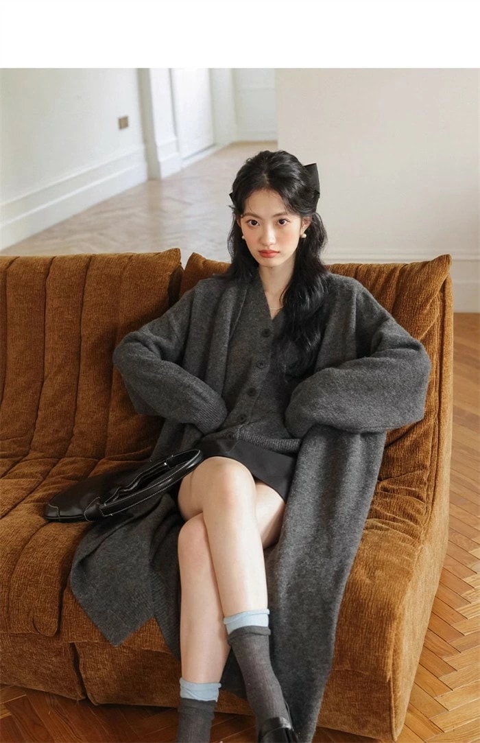 ニットカーディガン ニットベスト レディース カーディガン+ベスト 2点セット ニットガウン セットアイテム 長袖 ロング丈 大人 キレイめ 通勤 シンプル 体型カバー ゆったり 細見え ママ グレ ニットカーディガン ニットベスト レディース カーディガン+ベスト 2点セット ニットガウン セットアイテム 長袖 ロング丈 大人 キレイめ 通勤 シンプル 体型カバー ゆったり 細見え ママ グレ