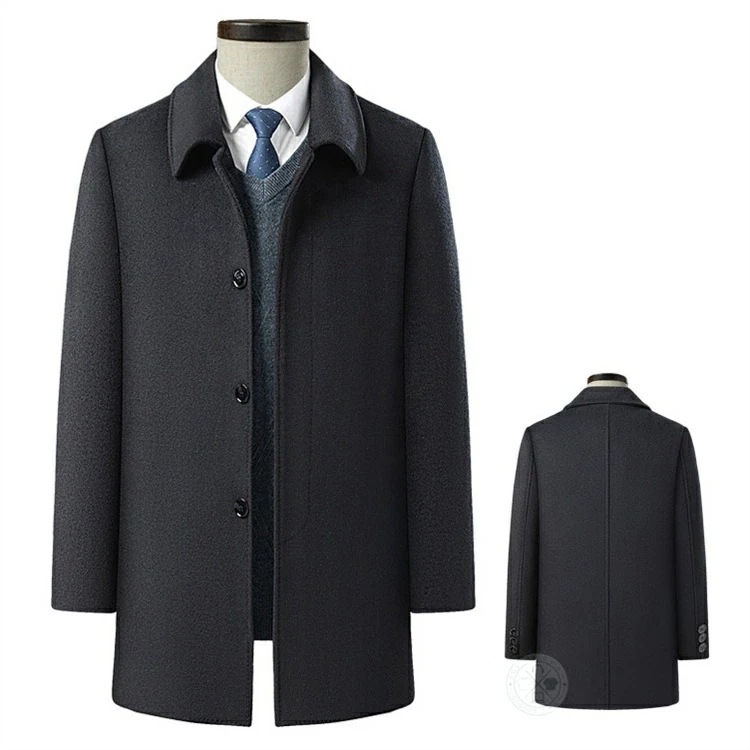 超ロングコート ステンカラーコート メンズ 裏起毛 暖かい ビジネスコート ウールコート チェスターコート ロングコート メルトン 膝上丈 膝丈 膝下丈 アウター 40代 50代 冬コート スリム 通