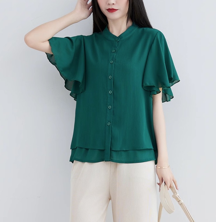 トップス ブラウス ミディアム丈 袖あり 半袖 ホルンスリーブ 萌袖 襟なし スタンドカラー シフォン 前開き かわいい 大人可愛い きれいめ シンプル 上品 おしゃれ お洒落 アジアン エスニック トップス ブラウス ミディアム丈 袖あり 半袖 ホルンスリーブ 萌袖 襟なし スタンドカラー シフォン 前開き かわいい 大人可愛い きれいめ シンプル 上品 おしゃれ お洒落 アジアン エスニック