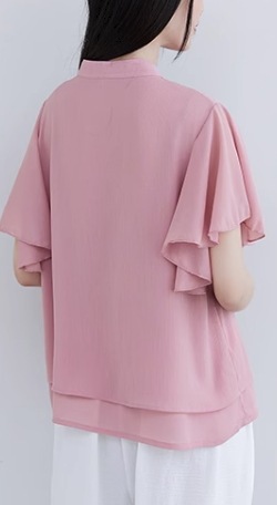 トップス ブラウス ミディアム丈 袖あり 半袖 ホルンスリーブ 萌袖 襟なし スタンドカラー シフォン 前開き かわいい 大人可愛い きれいめ シンプル 上品 おしゃれ お洒落 アジアン エスニック トップス ブラウス ミディアム丈 袖あり 半袖 ホルンスリーブ 萌袖 襟なし スタンドカラー シフォン 前開き かわいい 大人可愛い きれいめ シンプル 上品 おしゃれ お洒落 アジアン エスニック