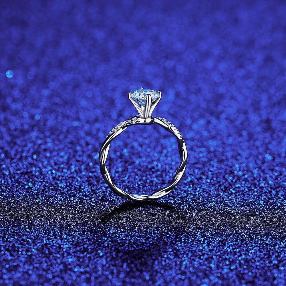 【即納】リング モアサナイト ホワイト シルバー925 シルバー ラウンド 1ct 4本爪 上品 エレガント おしゃれ きれいめ ハーフエタニティ msr026