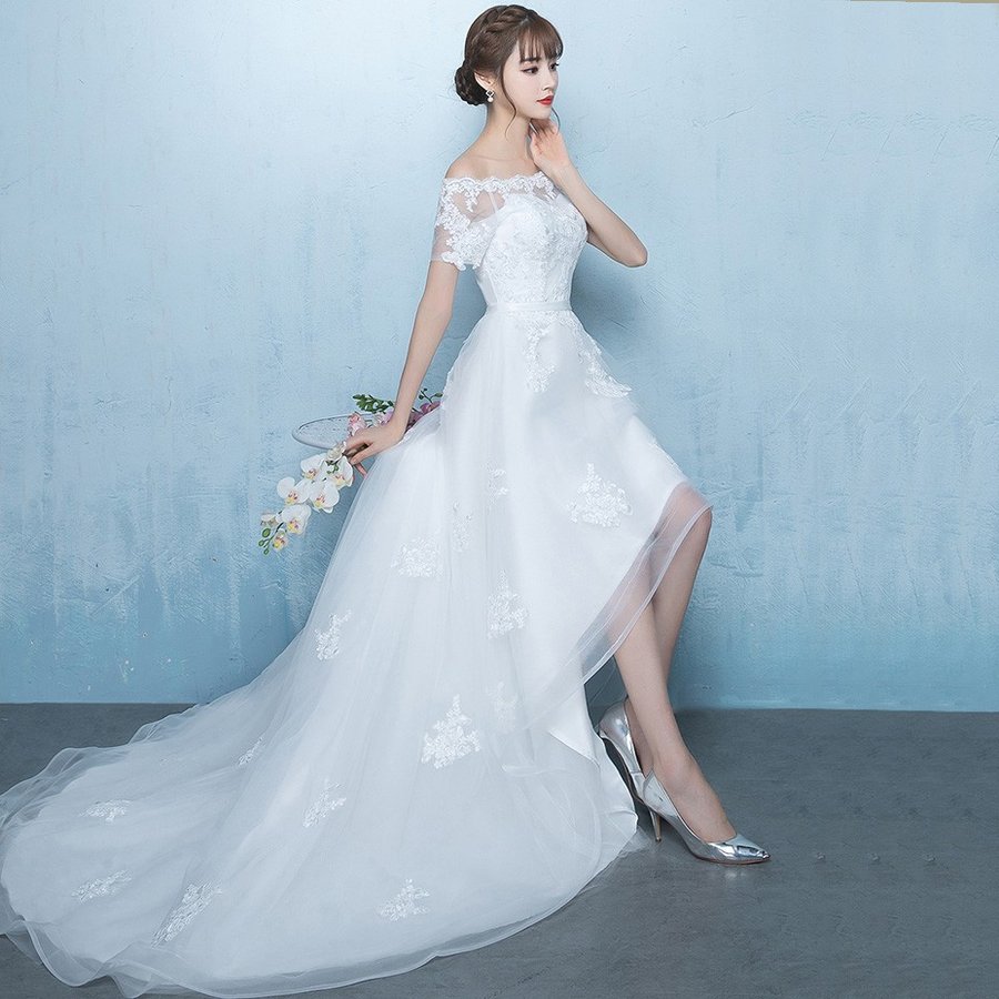 ウエディングドレス エンパイア 半袖 安い トレーンドレス 前ミニ ウェディングドレス 二次会 ロン ウエディングドレス エンパイア 半袖 安い トレーンドレス 前ミニ ウェディングドレス 二次会 ロン