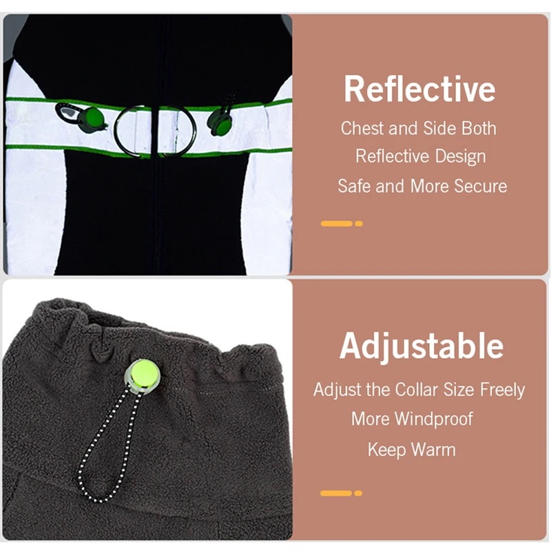 小さな犬のためのフリースの服脚付きの暖かいコート反射子犬のパジャマ完全に密閉されたカトラリー秋冬