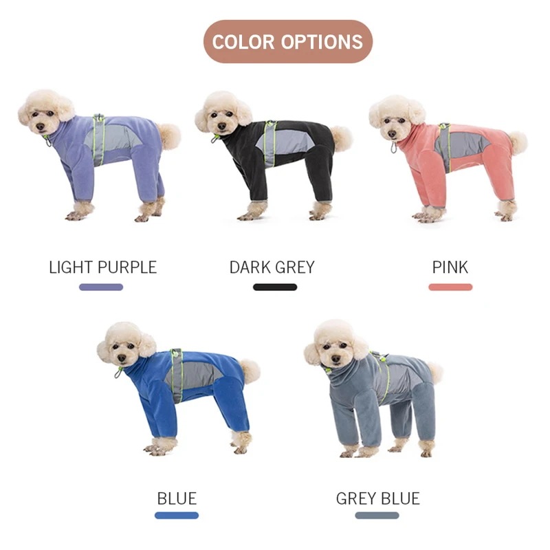 小さな犬のためのフリースの服脚付きの暖かいコート反射子犬のパジャマ完全に密閉されたカトラリー秋冬