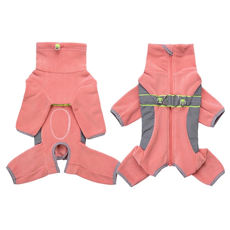 小さな犬のためのフリースの服脚付きの暖かいコート反射子犬のパジャマ完全に密閉されたカトラリー秋冬