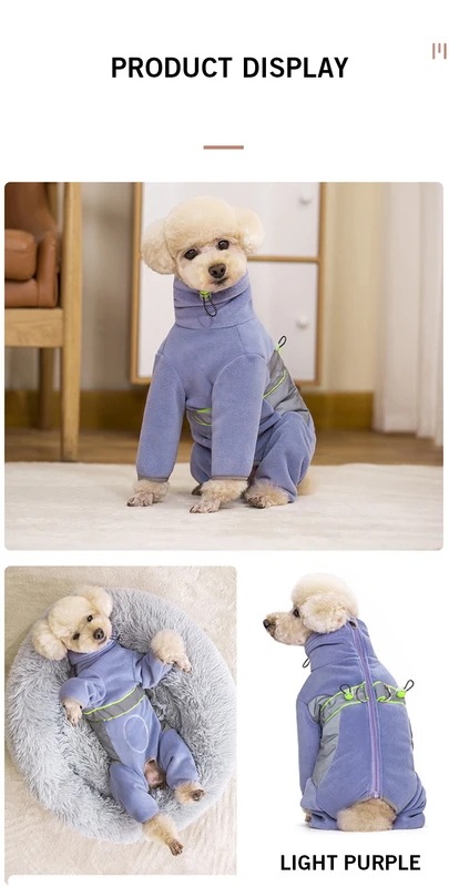 小さな犬のためのフリースの服脚付きの暖かいコート反射子犬のパジャマ完全に密閉されたカトラリー秋冬