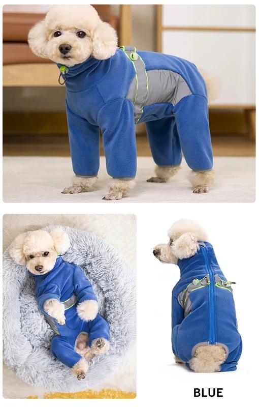 小さな犬のためのフリースの服脚付きの暖かいコート反射子犬のパジャマ完全に密閉されたカトラリー秋冬