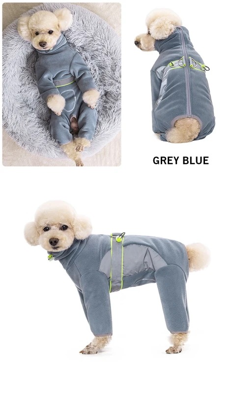 小さな犬のためのフリースの服脚付きの暖かいコート反射子犬のパジャマ完全に密閉されたカトラリー秋冬