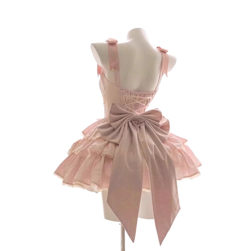 【急速発送】ピンクロリータバレエ風三段犬ショートロリータjskワンピース秋の万能アイテム