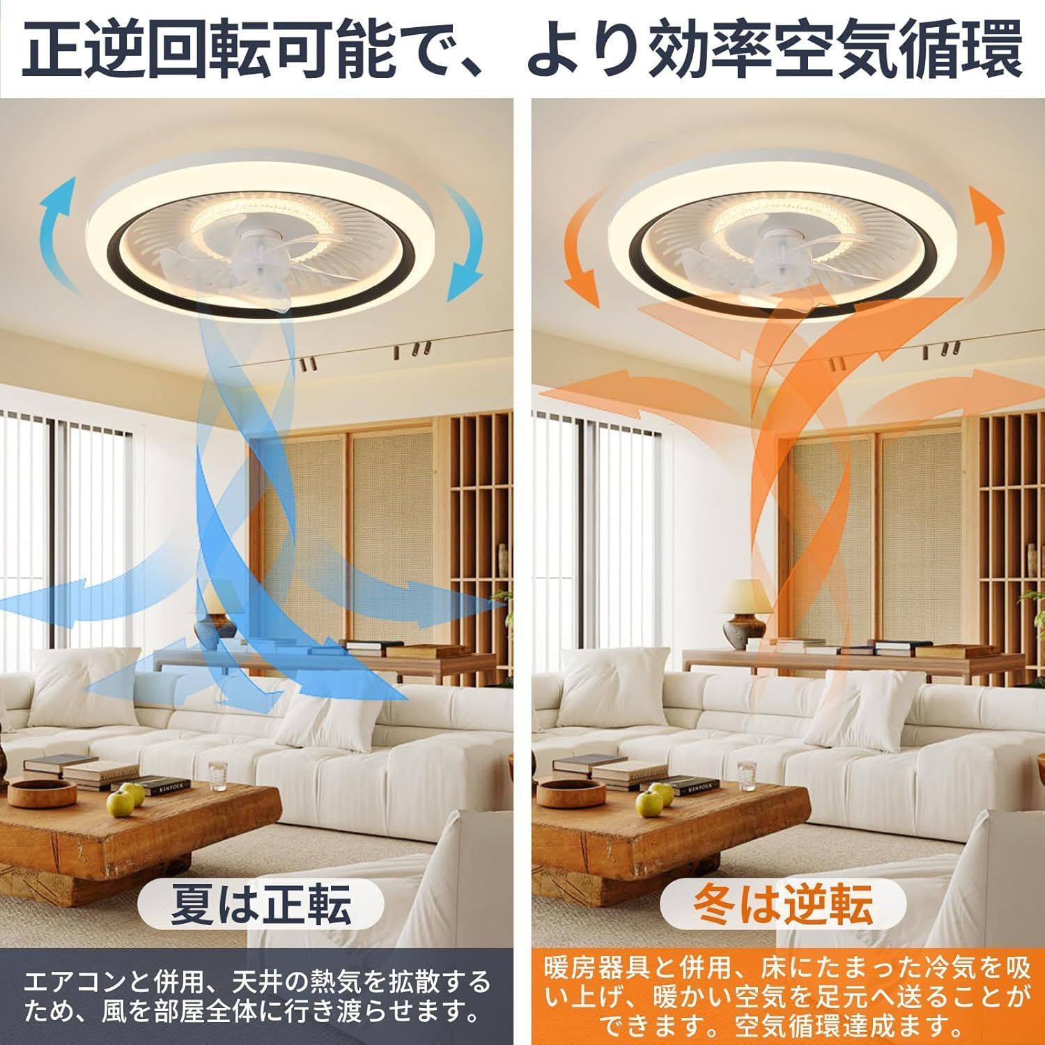 シーリングファンライト LED シーリングライト 調光調色 ファン 50cm 扇風機 APPリモコン遠隔操作 LED天井ライト 風量 6階段調整 ナイトライト付き ファン付き照明 正逆回転切り替え 照