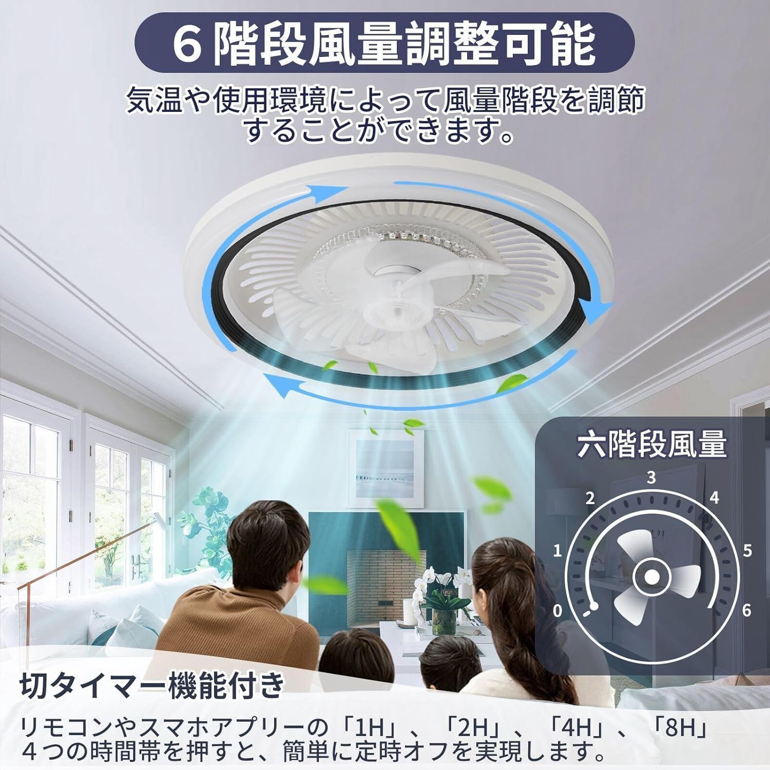 シーリングファンライト LED シーリングライト 調光調色 ファン 50cm 扇風機 APPリモコン遠隔操作 LED天井ライト 風量 6階段調整 ナイトライト付き ファン付き照明 正逆回転切り替え 照
