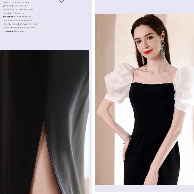 送料無料 結婚式ドレス 二次会ドレス 黒 パール エレガント ワンピースドレス フォーマル タイトドレス スリット パフスリーブ 優雅 セクシー ミディアム丈ドレス ブラック イブニングドレス 20代 送料無料 結婚式ドレス 二次会ドレス 黒 パール エレガント ワンピースドレス フォーマル タイトドレス スリット パフスリーブ 優雅 セクシー ミディアム丈ドレス ブラック イブニングドレス 20代