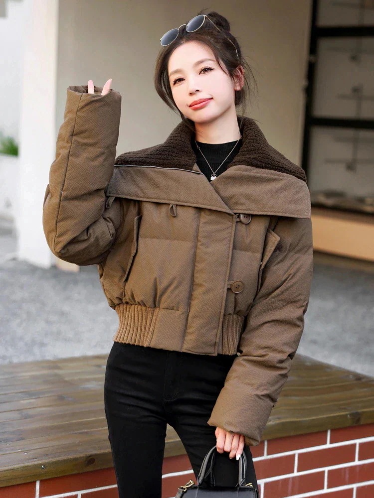 ホワイトダックダウン ショートダウンジャケット レディース 2024 大きめラペル ハイウエストデザイン おしゃれ ウエスタンジャケット ホワイトダックダウン ショートダウンジャケット レディース 2024 大きめラペル ハイウエストデザイン おしゃれ ウエスタンジャケット