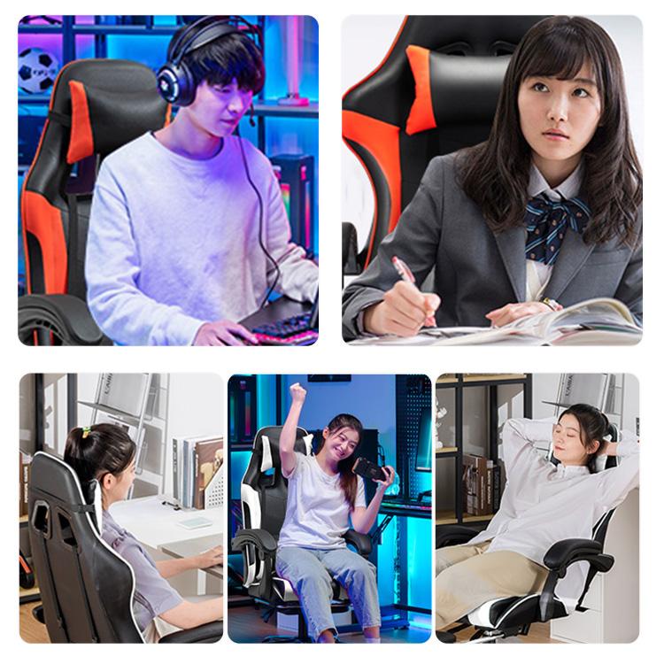 ゲーミングチェア 椅子 チェア リクライニング 昇降調節 ファブリック オフィスチェア パソコンチェア アームレスト フットレスト デスクチェア ゲーム用 業務用