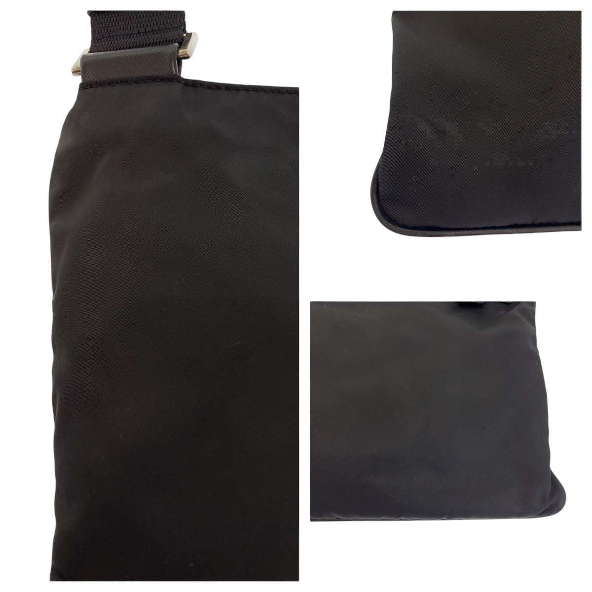 美品 テスート 三角ロゴプレート ブラック 黒 シルバー金具 ナイロン VA0340 ショルダーバッグ メッセンジャーバッグ メンズ 502878