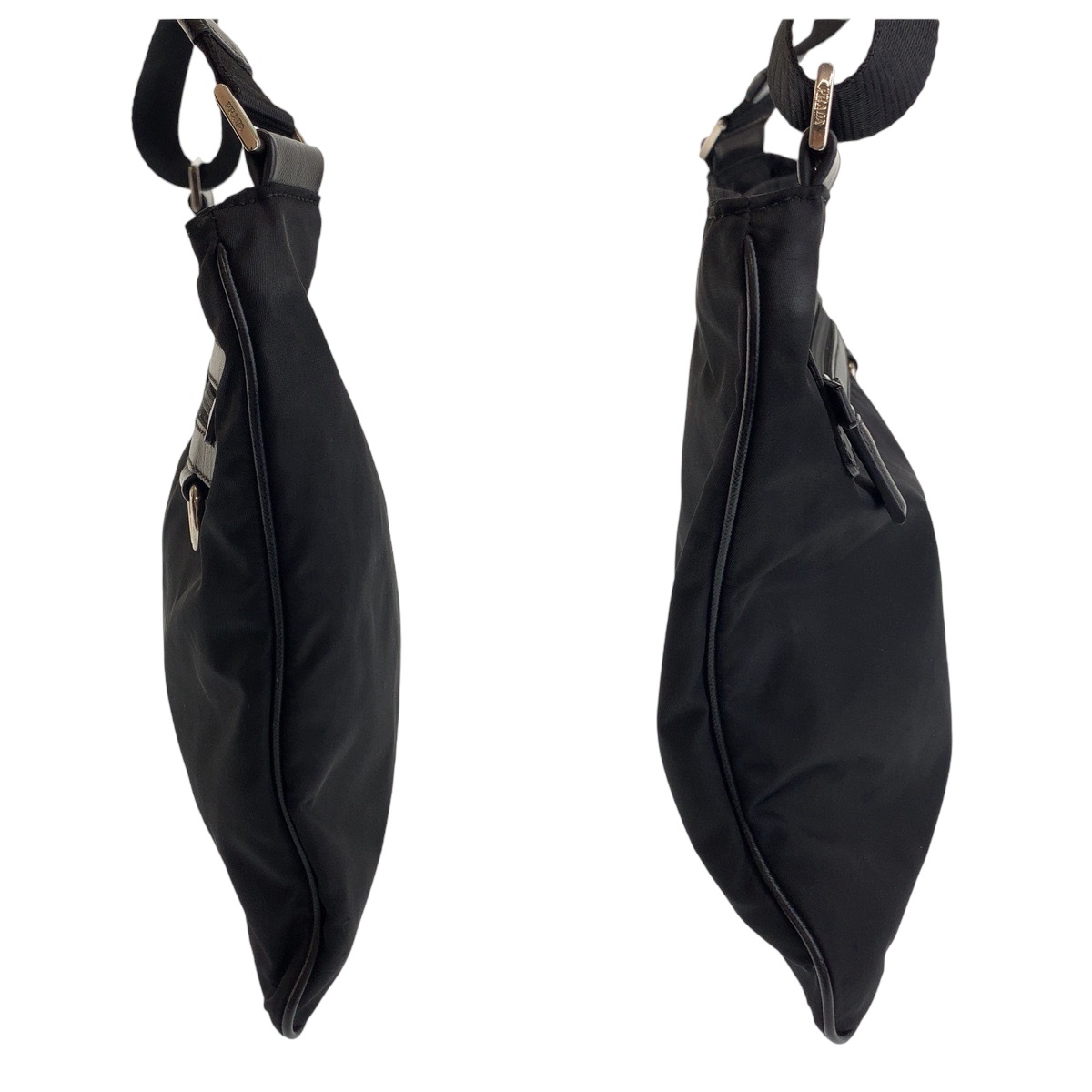 美品 テスート 三角ロゴプレート ブラック 黒 シルバー金具 ナイロン VA0340 ショルダーバッグ メッセンジャーバッグ メンズ 502878