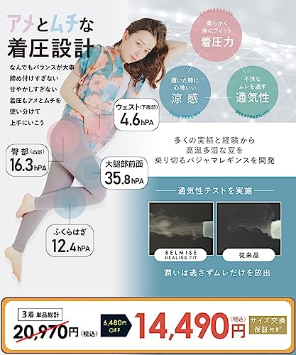 [Belmise] ベルミス 着圧レギンス テンセル レディース ベルミス着圧 パジャマ 部屋着 ルームウェア インナー インナーウェア ダイエット コスメ 着圧スパッツ お腹 むくみ 冬 クール ク