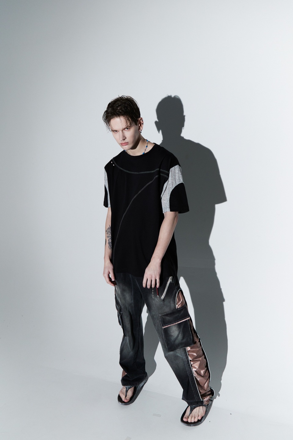 【RSSC】 WRINKLE MIXED CARGO DENIM PANTS : BLACK 【RSSC】 WRINKLE MIXED CARGO DENIM PANTS : BLACK