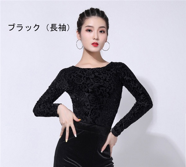 【単品】社交ダンス トップス 女性 衣装 半袖 長袖 ワインレッド ブラック 上着 競技着 モダン ラテン レディース 社交 練習着 ワルツ チャチャチャ ステージ 演出着 【M/L/XL/2XL/3