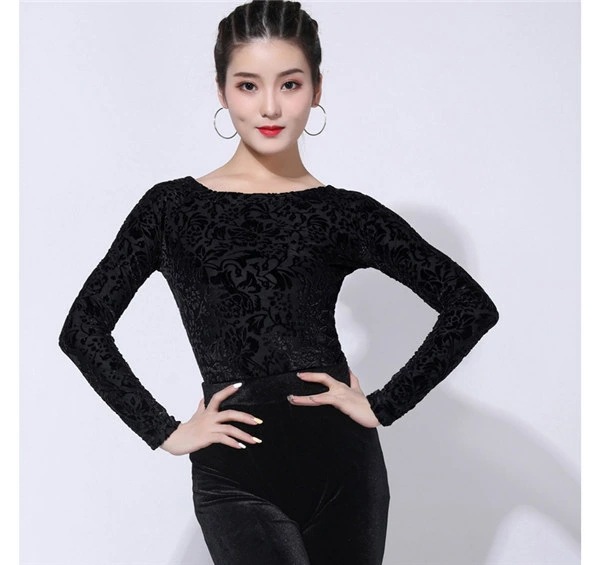 【単品】社交ダンス トップス 女性 衣装 半袖 長袖 ワインレッド ブラック 上着 競技着 モダン ラテン レディース 社交 練習着 ワルツ チャチャチャ ステージ 演出着 【M/L/XL/2XL/3