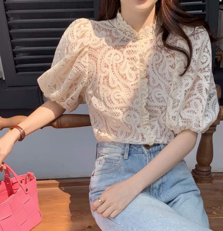 トップス ブラウス レースブラウス 0 袖あり 五分袖 パフスリーブ 襟付き ハイネック レース シフォン フリル 透け感 シースルー かわいい 大人可愛い きれいめ 大人 上品 おしゃれ レトロ トップス ブラウス レースブラウス 0 袖あり 五分袖 パフスリーブ 襟付き ハイネック レース シフォン フリル 透け感 シースルー かわいい 大人可愛い きれいめ 大人 上品 おしゃれ レトロ