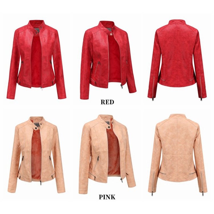 レザージャケット　秋冬　レディース　裏起毛　ライダースジャケット　革ジャン　アウター　PUジャケット