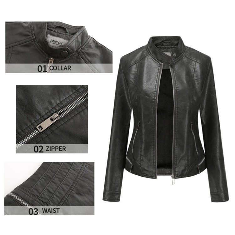 レザージャケット　秋冬　レディース　裏起毛　ライダースジャケット　革ジャン　アウター　PUジャケット