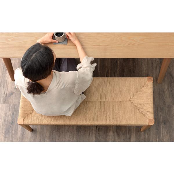ダイニングベンチ 2人掛け 単品 天然木 105×38 ダイニング ラタン ベンチ おしゃれ 木製 北欧 ベンチチェア シンプル 2人用 ペーパーコード 2人 長椅