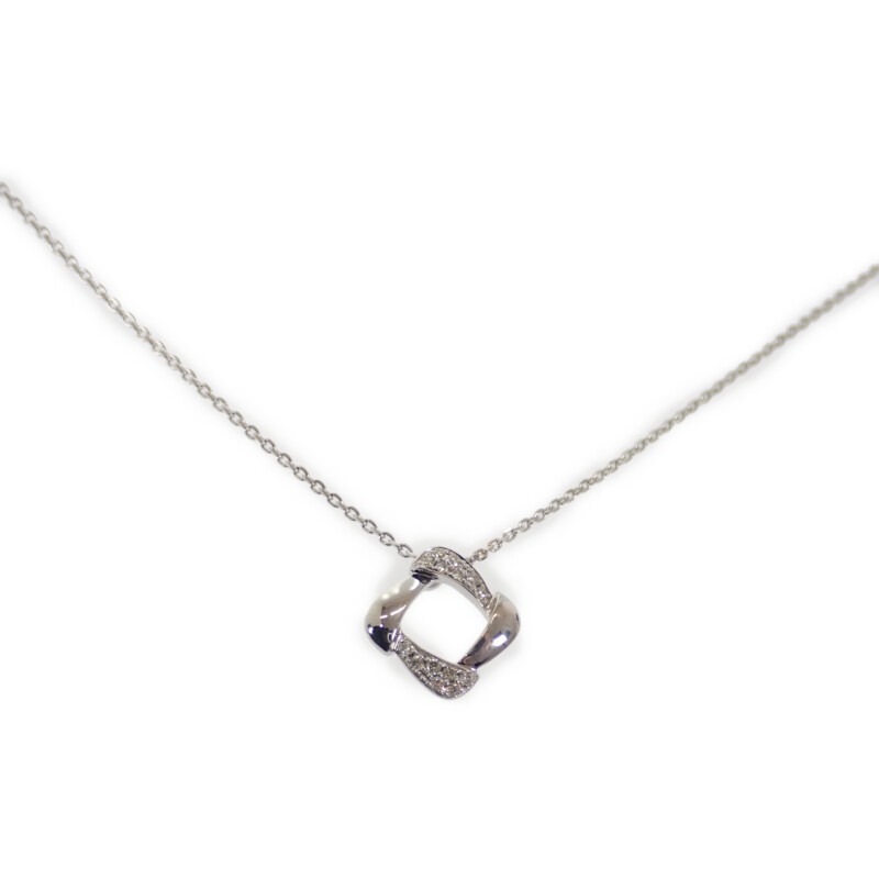 【4℃】スクエア モチーフ ネックレス K18ホワイトゴールド ダイヤモンド レディース