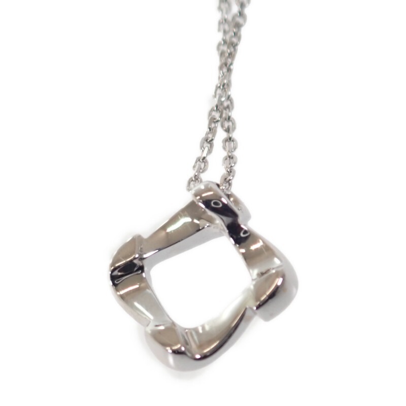 【4℃】スクエア モチーフ ネックレス K18ホワイトゴールド ダイヤモンド レディース