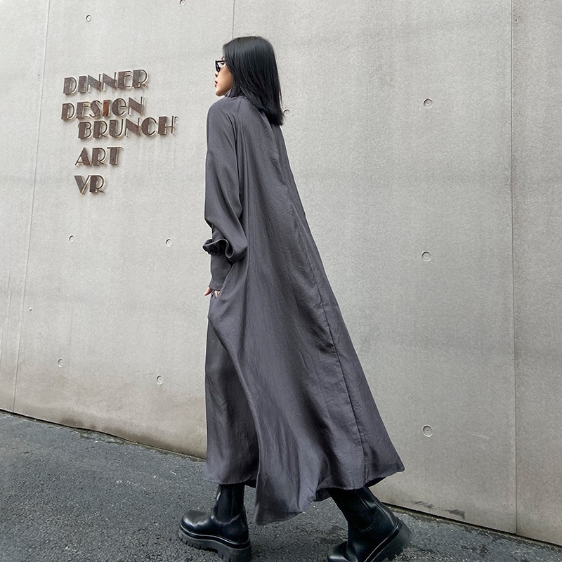 【新作 】おしゃれ 気質 ック 薄手 ゆったり 着痩せ 垂れ感 ワンピース シャツワンピース 長袖 リゾートワンピース