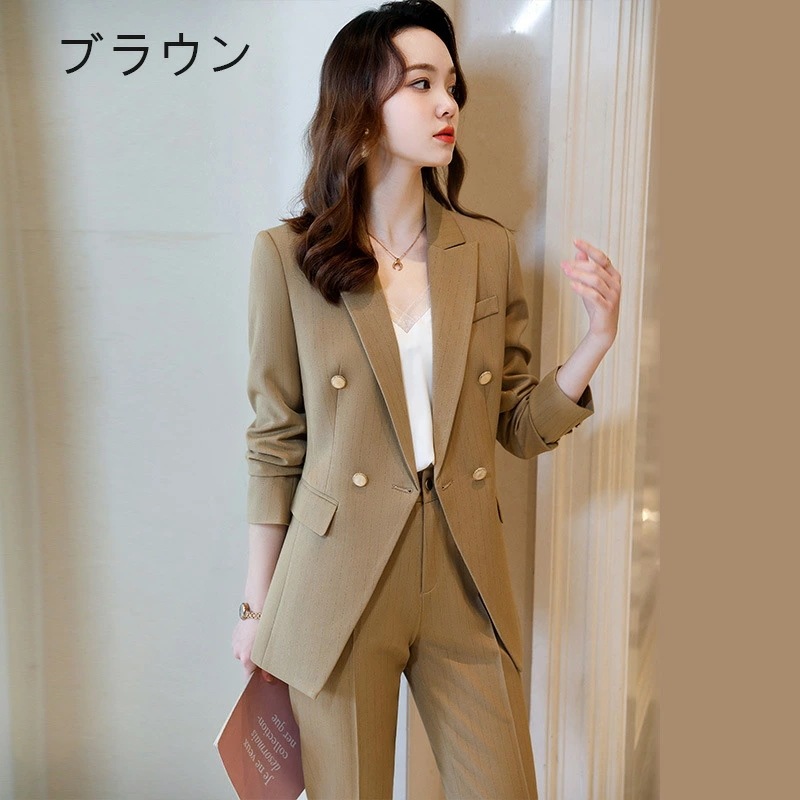 全4色 スーツ レディース パンツスーツ ネイビー ベージュ 黒 ストライプ オシャレ 大きいサイズ スーツ 2点セット ブラウン カジュアルスーツ 通勤 OL オフィススーツ ブラック フォーマル 全4色 スーツ レディース パンツスーツ ネイビー ベージュ 黒 ストライプ オシャレ 大きいサイズ スーツ 2点セット ブラウン カジュアルスーツ 通勤 OL オフィススーツ ブラック フォーマル