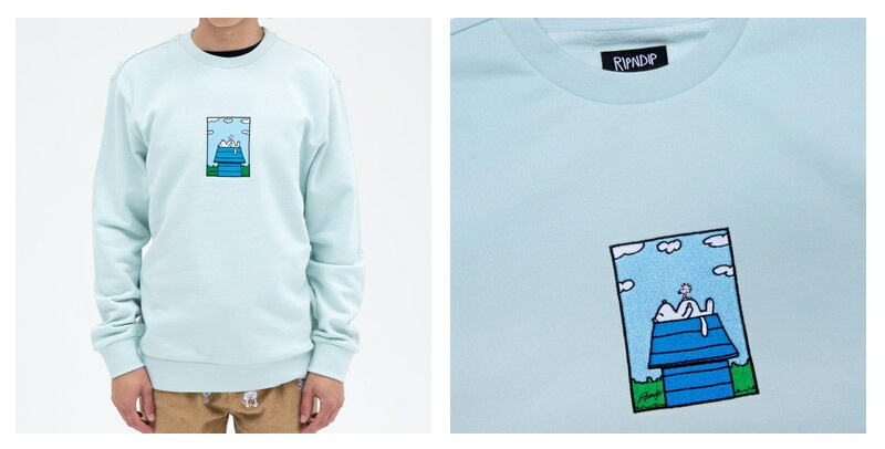 リップンディップ Not Today Embroidered CrewneckLight Blue クルーネック スウェット トレーナー 長袖 男性用 メンズ