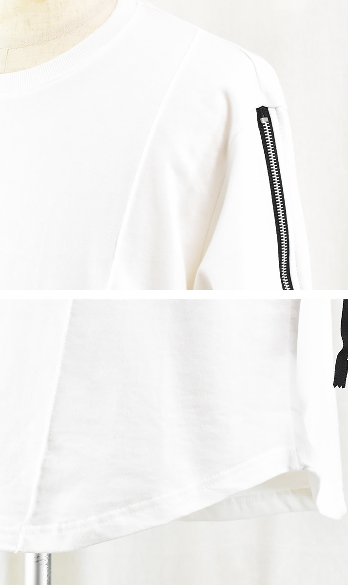 サイバーパンク 服 Tシャツ メンズ 半袖 綿100% 薄手 スウェットライク ミニ裏毛 裾ZIPライン クルーネック 丸首 トップス カットソー ラウンドカット 無地 ストリート系 モード系